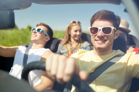 teens driving on summer break, road trip